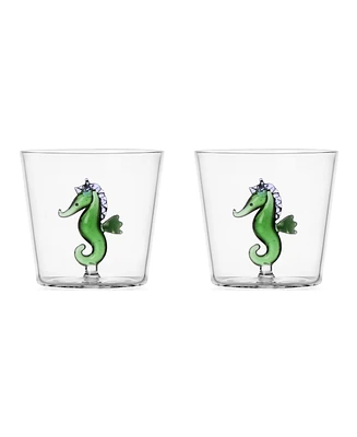Ichendorf Marine Garden Seahorse Tumblers, 11.8 oz, Set of 2