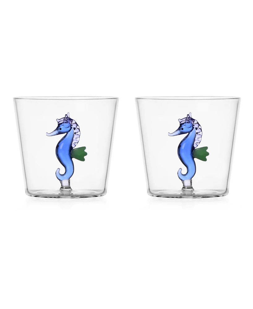 Ichendorf Marine Garden Seahorse Tumblers, 11.8 oz, Set of 2