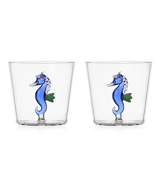 Ichendorf Marine Garden Seahorse Tumblers, 11.8 oz, Set of 2