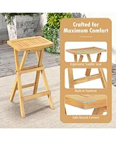 Set of 2 No Assembly Outdoor Bar Stools with Countered Seat