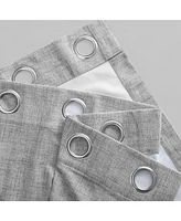 Half Price Drapes Millennial Grey Grommet Thermal Cross Linen Weave Blackout Curtain
