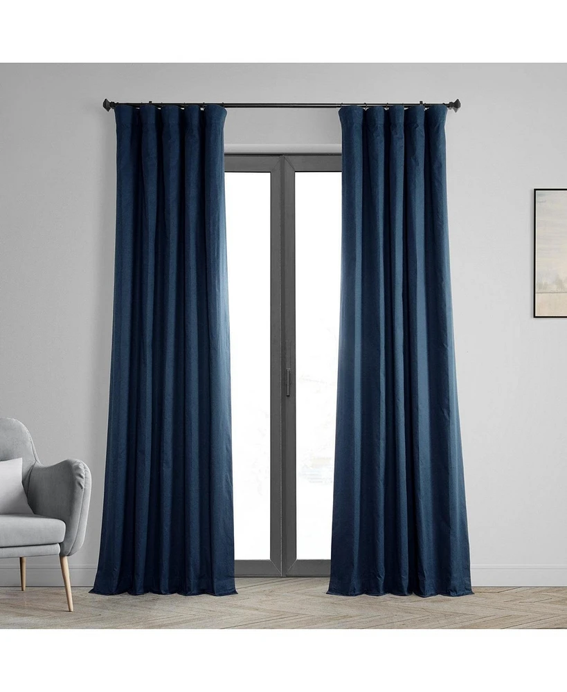 Half Price Drapes Dark Blue Solid Cotton Hotel Blackout Curtain