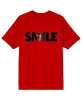 Smile Text With Hidden Face Crew Neck Short Sleeve Adult Red T-shirt-3XL