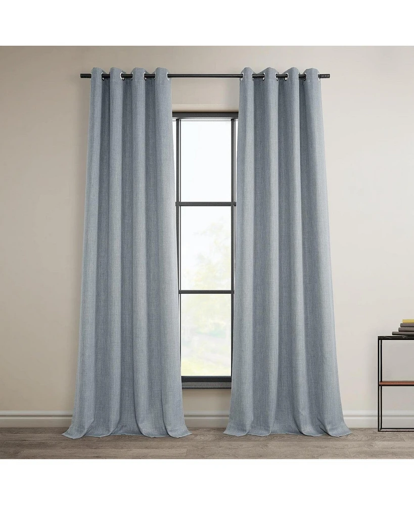 Half Price Drapes Heather Grey Grommet Textured Faux Linen Room Darkening Curtain