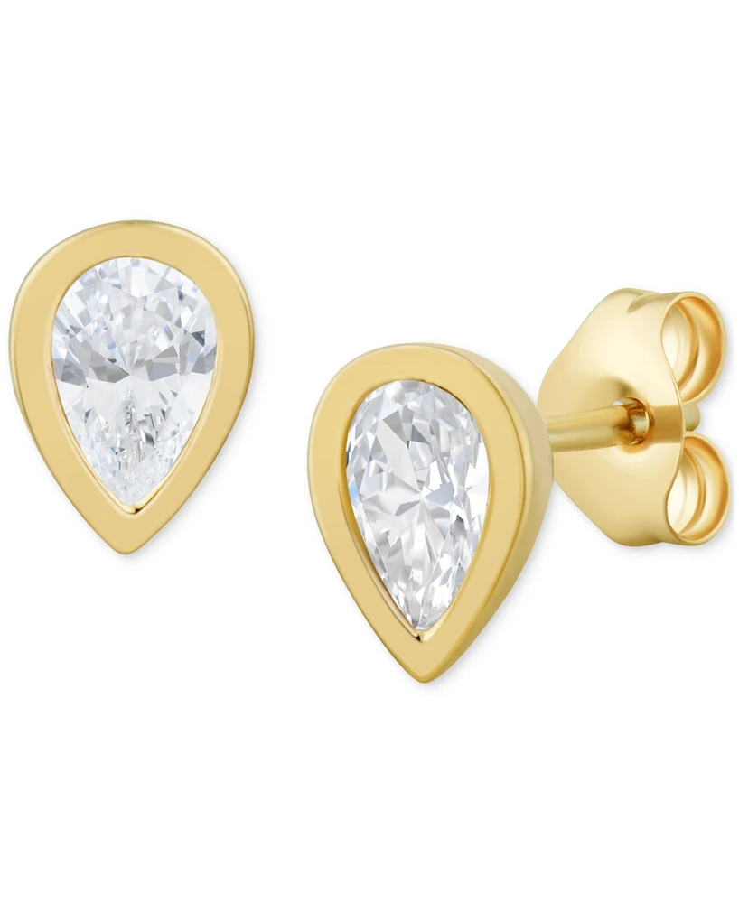 Diamond Pear Bezel Stud Earrings (1/2 ct. t.w.) in 14K Gold