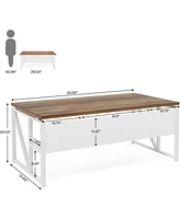 Tribesigns 63 inches Computer Desk with Bottom Storage Shelf Home Office Desk Writing Table for Workstation, Cabinet not Included