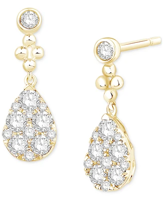 Diamond Teardrop Cluster Drop Earrings (3/4 ct. t.w.) in 14k Gold