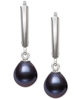 Belle de Mer Dyed Cultured Freshwater Pearl (7-8mm) Leverback Drop Earrings Sterling Silver