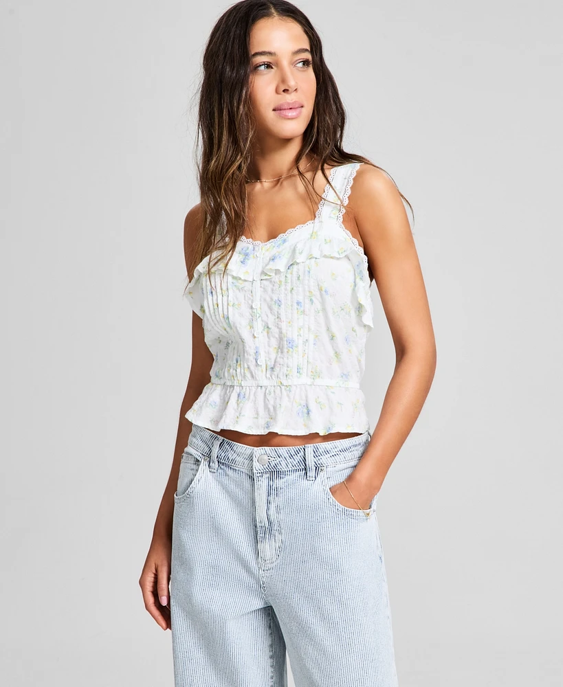 And Now This Women's Wide-Strap Ruffle-Trim Top, Exclusively at Macy's