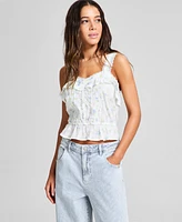 And Now This Women's Wide-Strap Ruffle-Trim Top, Exclusively at Macy's