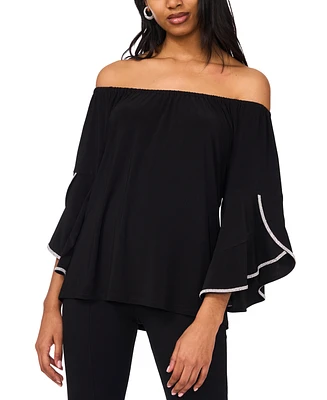 Msk Plus Off-The-Shoulder 3/4-Embellished-Cuff Top