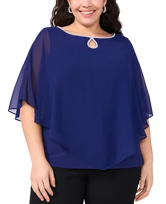 Msk Plus Rhinestone-Trim Overlay Cape Top