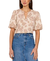 Vince Camuto Women's Puff-Sleeve Printed Top