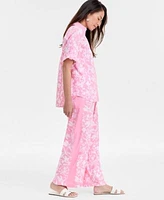 Jm Collection Womens Linen Blend Button Up Top Pants Exclusively At Macys