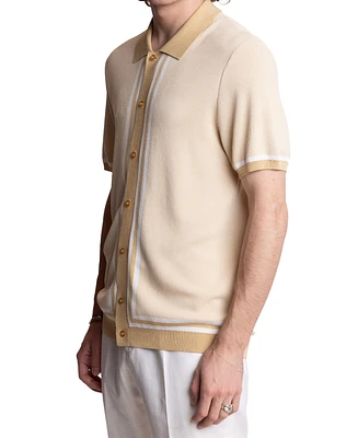 Paisley & Gray Men's Slim-Fit Sweater-Knit Button-Down Polo Shirt