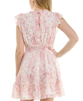 Trixxi Juniors' Flutter-Sleeve Tiered Mini Dress