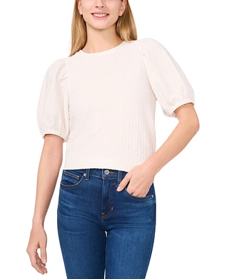 CeCe Women's Textured Puff-Sleeve Top