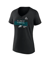 Fanatics Women's Black Philadelphia Eagles Super Bowl Lix Champions Iconic Victory V-Neck T-Shirt