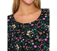 CeCe Women's Puff-Sleeve Printed Knit Top