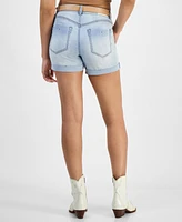 Dollhouse Juniors' Belted High-Rise Cuffed Shorts