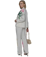 Karl Lagerfeld Paris Women's Placed Floral Notch-Collar Blazer