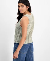 Hooked Up by Iot Juniors' Pointelle Double-Button Vest Top
