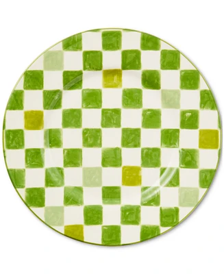 Mackenzie-Childs Green Check Dinner Plate
