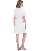 Eliza J Women's Short-Sleeve Belted A-Line Dress