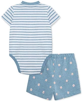 Little Me Baby Boys Cotton Baseball Bodysuit & Shorts, 2 Piece Set