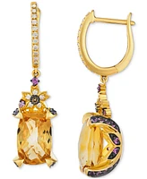 Le Vian Citrine (7-1/20 ct. t.w.), Pink Sapphire Ombres (3/4 ct. t.w.) & Vanilla Diamonds (1/4 ct. t.w.) Charm Hoop Earrings in 14k Gold