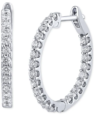 Diamond Small Hoop Earrings (1 ct. t.w.) 14K White or Yellow Gold