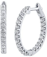 Diamond Small Hoop Earrings (1 ct. t.w.) 14K White or Yellow Gold