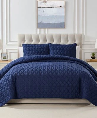 Seventh Studio Leaf Solid Pinsonic Microfiber Quilt Sets