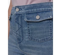 Karl Lagerfeld Paris Women's Patch Pocket Flare-Leg Jeans