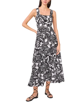 Vince Camuto Women's Printed Square-Neck Tiered Sleeveless Maxi Dress