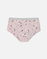 Girl Printed Cotton Boyshort Panty Small Pink Flowers On Pale Background - Toddler|Child