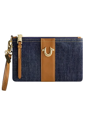 True Religion Horseshoe Denim Wristlet Pouch