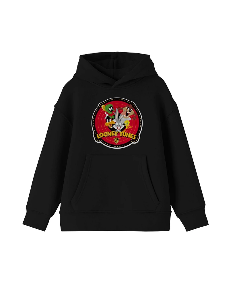 Looney Tunes Badge Youth Boy's Black Hoodie-xl