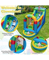 Inflatable Bounce House Obstacle Course with Ball Pit and Slide Fun Backyard Playset for Kids