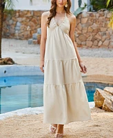 Women's Seaside Siren Creme Maxi Beach Dress