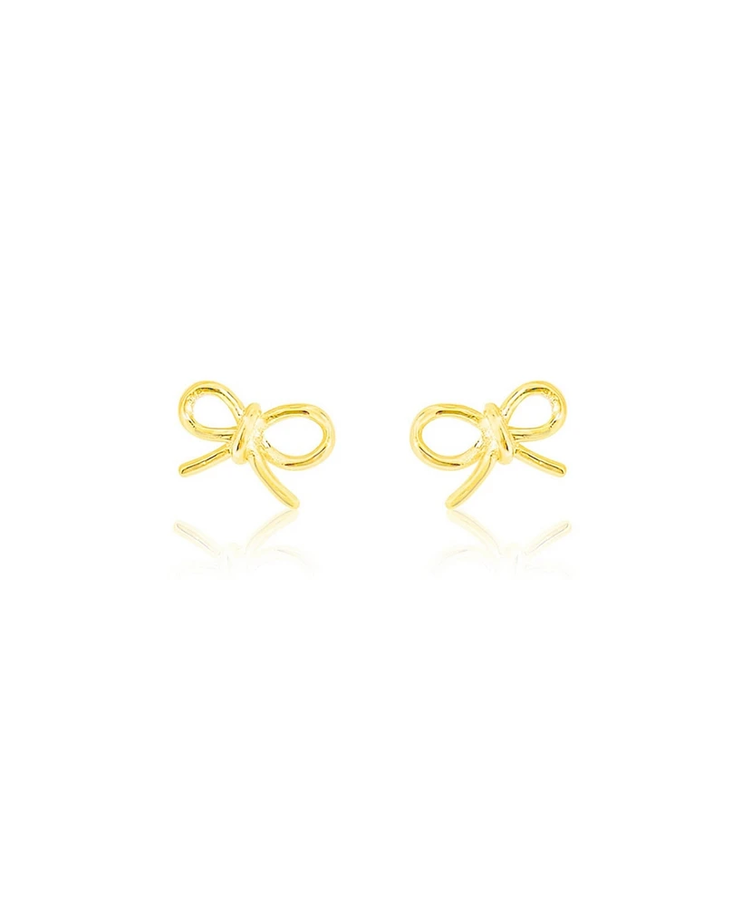 Etoielle Yellow Gold Tone WIre Bow Earrings Mini Studs