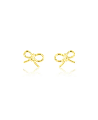 Etoielle Yellow Gold Tone WIre Bow Earrings Mini Studs