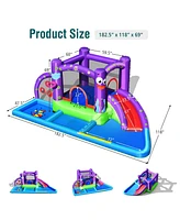 Inflatable Water Slide Park with Splash Pool and 750W Blower