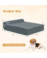 Orthopedic Dog Bed with Headrest and Removable Washable Cover-Grey