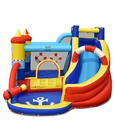 Inflatable Bounce Castle with Slide Climbing Wall and 450W Blower