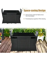 3 Pieces Patio Rattan Furniture Set with Cushion and Sofa Armrest