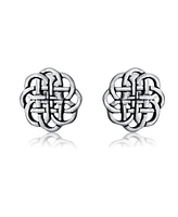 Bling Jewelry Small Floral Medallion Shield Celtic Knot Disc Stud Earrings Sterling Silver