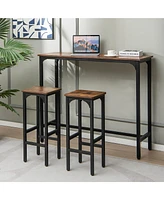Gymax Set of 2 Industrial Bar Stools 28'' Kitchen Breakfast Bar Chairs