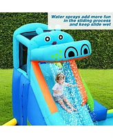 Hippo Inflatable Water Slide Bounce House Fun Outdoor Playset for Kids