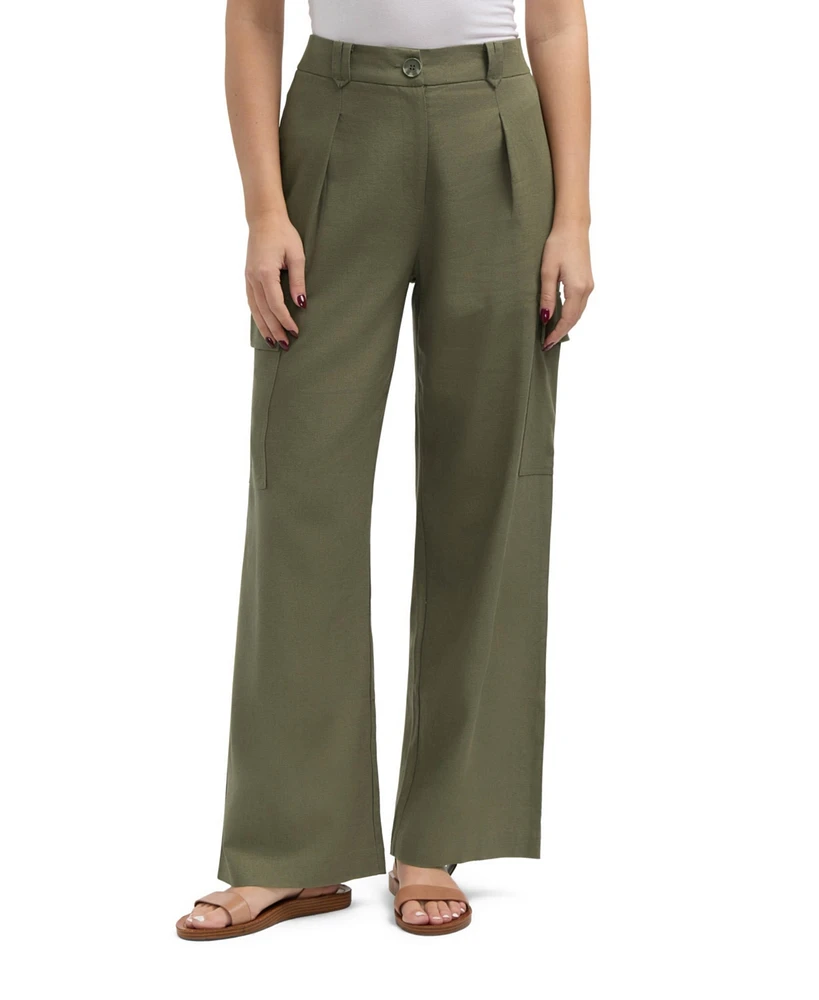 Ellen Tracy Women s Button Front Cargo Pocket Pant